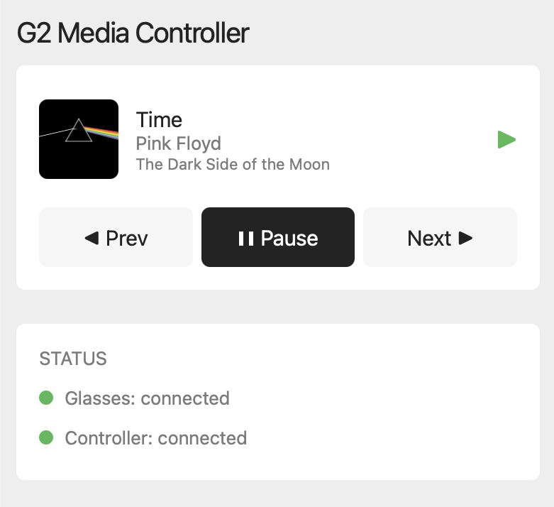 Phone companion app showing now playing